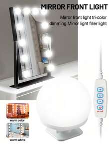 1 盒 Usb 化妝鏡前燈,帶 3 種色溫模式,可調節,防水,智能,無需鑽孔即可粘貼在梳妝台上 - 白色 - 查看 1