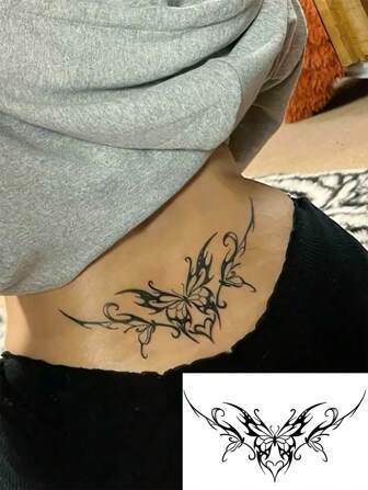 1 Hoja de tatuaje temporal lavable, material de PVC con diseños de corazón, hada, alas de demonio, de estilo europeo/americano a la moda, resistente al agua y al sudor, adecuado para uso diario de las personas