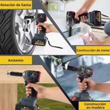 Llave de impacto eléctrica, 1290nm, llave de impacto sin escobillas de alto torque con 2 baterías, 6500 rpm, batería de carga rápida de 6.0 Ah, diseño inalámbrico, luz LED, motor sin escobillas silencioso, eje resistente al desgaste de alta dureza, se puede utilizar como taladro eléctrico, adecuado para mejoras en el hogar, proyectos de construcción, mantenimiento de equipos industriales o reparación de piezas de motocicletas, construcción a gran escala, mantenimiento de equipos pesados ​​o ensamblaje de productos, atornillador de impacto inalámbrico