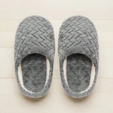 Plush Winter Indoor Slippers Simple Solid Color Warm Anti-Slip Home Shoes For Women