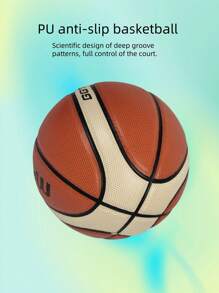 1 个 7、6、5 号标准成人比赛、青少年训练、手工缝制皮革、12 片 PU 耐磨、高回弹篮球、适用于室内外、红色和蓝色