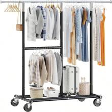 Heavy Duty Clothes Rack Load 405 LBS, Metal Garment Rack, Clothing Racks For Hanging Clothes With Wheels, Rolling Commercial Portable Rack, Gold