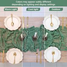 6 piezas de Caminos de mesa de gasa verde salvia, decoración de mesa romántica de estilo boho campestre - Adecuado para bodas, fiestas, cumpleaños, duchas nupciales, compromisos y decoración del hogar