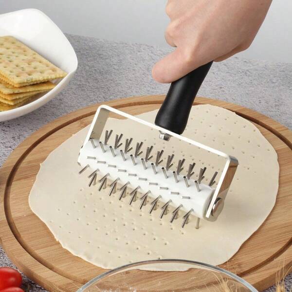 1pc Pizza Tool Pizza Perforator Roller Needles Style Baking Bread Vent Hole Maker Thick Durable Handmade Dough Pastry Biscuit Piercing Tool, For Bakery Shop, Kitchen, Restaurant