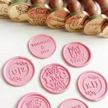 Custom 25mm Round Wax Seal Stamp With Wooden Handle Custom Wax Seal Stamp For Crafting, Envelopes, Gift Wrap Graduation Gifts And Wedding Invitation,Back To School,School Supplies - Multicolor - View 3