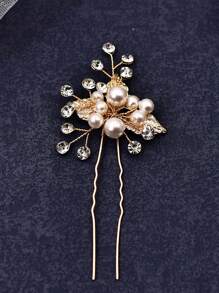 1 Conjunto de Três Pentes Laterais de Folha de Liga Doce e Adorável com Pérola Falsa, Brilhante Strass, Romântico, Acessórios para Cabelo de Noiva, Casamento, Coiffure, Tiara, Festa de Aniversário, Festa de Feriado, Acessórios de Cabelo Delicados de Fada