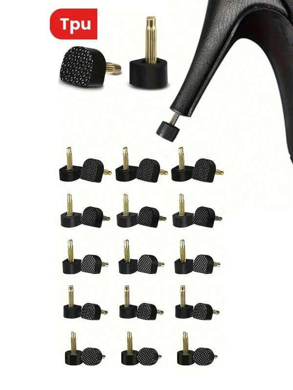 15 Pairs Of 5 Different Size Black High Heel Nail Heel Wear-Resistant Heel Leather Anti-Slip High Heel Accessories
