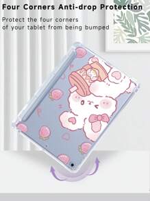 Ayotu Ốp lưng bảo vệ hình thỏ dễ thương tương thích với IPad 7/8/9 10,2 inch, có khe cắm bút chì tích hợp, tương thích với Samsung Galaxy Tab A8 10,5 inch 2022 & S6 Lite 10,4 inch, vỏ mềm nhẹ, mặt sau bằng TPU chống trầy xước, cạnh nhô lên để hấp thụ sốc - Nhiều màu - Xem 3