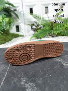 Women Casual Suede Leather Multi-Functional Lace-Up Round Toe Rubber Sole Sneakers, Retro Color-Block, Comfortable Flat Everyday Wear - Green - View 4