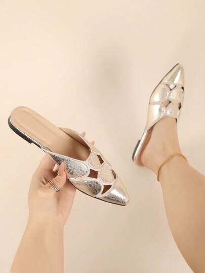 مناسب للقدم الواسعة [MOSOCT] 2025 كلاسيكي جديد، أحذية مفتوحة من الأصابع مزينة بالبريق الذهبي الكامل، مريحة وقابلة للتنفس، مناسبة للحفلات والمناسبات والزفاف والاستخدام اليومي، نمط أنيق ذو طراز قصري فاخر، أحذية نساء شقة