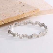 1pc Titanium Steel Non-Fading Gold Color Bamboo Knuckle Bangle Bracelet, Minimalist Fashion Cuff Bracelet