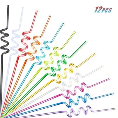 4/6/8/10/12 قطعة أنابيب شرب لولبية إعادة استخدام بطول 10.24 بوصة ،مصنوعة من PET ، مناسبة لحفلات العائلة واللقاءات والمناسبات والأعياد والحفلات والأعراس وحانات الموالح والشواطئ ومستلزمات المطبخ والهدايا للحفلات والمستلزمات المدرسية