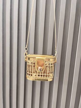 Dancing Engine Fashionable Metal Style Mini Small Woman's Bag Banquet Bag Evening Bag Crossbody Bag