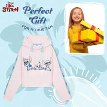 Disney Stitch Hoodie Cropped Sweatshirt Fashion Top And 7-14 Years Gift - Pink - View 3