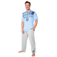 Manchester City FC Pyjama Set Nightwear T-Shirt Long Bottoms PJ Lounge Gift - Multicolor - View 1