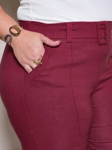 Women's Plus Size Capri Pants - Red - View 5