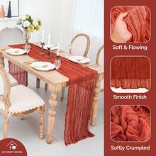 6pcs Rust Brown Cheesecloth Tablecloth, Boho Rustic Sheer Fabric Romantic Table Decor - Suitable For Wedding Party Birthday Bridal Shower Engagement Home Decor