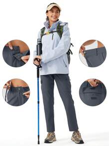 Women's Quick Dry Hiking Cargo Pants Water Resistant UPF 50+ With Zipper Pockets For Travel, Camping & Work - 深灰色 - 查看 4