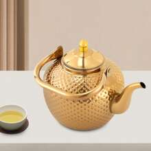 RibasuBB 2L Stainless Steel Teapot With Tea Filter, Hammered Gold Design, Anti-Scald Handle, Easy Clean, Ideal For Induction & Gas Stoves, Perfect Gift For Tea Lovers