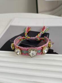 一套波西米亚风创意时尚首饰套装,适合女性和姐妹佩戴。优雅迷人的合金戒指镶嵌心形水钻,是情人节、日常约会、派对、节日和假日的完美礼物。尺寸可调节,红色首饰。 - 編織流蘇手繩 - 查看 20