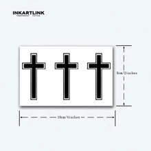 INKARTLINK Gothic Cross Temporary Tattoo | Dark Gradient Floral Design | Revolutionary 14-Day Waterproof Technology | Niche Faux Tattoo Stickers | Religious Retro Body Art | Party & Music Festival Accessories - Black - View 5