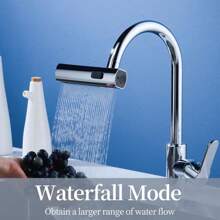 Waterfall Faucet Extender, Anti-Splash Waterfall Kitchen Faucet Adapter,360 °   Swiveling For Washing Vegetables & Fruits