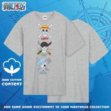 ONE PIECE Short Pyjama Set Breathable Lounge Wear Anime Gift - Grey - View 5