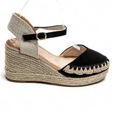 Sandales Compensées Espadrilles Elégantes - Style Bohème Chic - Black - View 2