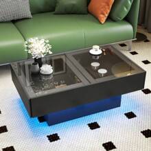 Coffee Table With Sliding Tabletop/ Coffee Table With Hidden Storage Compartment/Extendable Table For Living Room /Top Extends To 57.09 Inches/Suitable For Living Room, Office - 黑色 - 查看 1