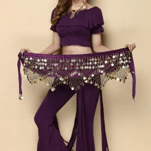 1pc Elegant Black Sequined Belly Dance Waist Chain Belt - Made Of Polyester Fiber With Tassel Details, Suitable For Eastern And Dance Styles Summer, School Fall, Autumn, Halloween