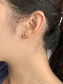 GAGAFEEL 1 Pair Of Niche Design Exquisite Sweet High-Grade S925 Sterling Silver Bow Earrings For Women, Suitable For Daily Wear, Date Wear, Birthday Gift - Silver - View 11