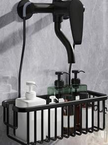 可调节铝制浴室置物架，金属浴室收纳架，淋浴置物架，防锈金属淋浴架，壁挂式收纳架 - 免钻孔浴室收纳架带挂钩，节省空间的铝制置物架，黑/银色，浴室梳妆台收纳架，豪华铝制浴室装饰，淋浴架，生日装饰，新年礼物，情人节礼物 - 銀色 - 查看 8