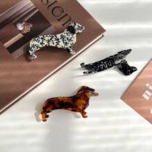 New Funny Cartoon Dachshund Acetate Hair Clip, Versatile Claw Clip For Ponytail, Backview Hairstyle, Girls, Ornaments, Gifts,Hair Accessories,Hair Claw,Claw Clips,Hair Clutch,Hair Jaw Clip Fall Winter For Vacation Outfits Woman