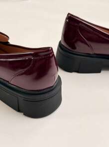 Kleine Lederschuhe im britischen Stil, Slipper mit dicker Sohle für Damen, dicker Absatz, erhöhte Halbschuhe, Mary Jane-Schuhe - Wein - Übersicht 8