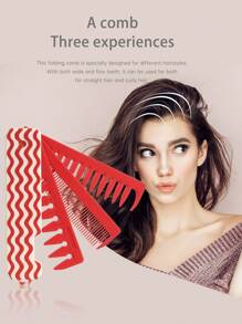A Portable Travel Folding Comb Brush, Foldable Comb, Bag With Double Heads And Foldable Comb Set, Suitable For Both Men And Women, Hair Brush, Comb, Hair Tools, Hair Products And Accessories For Barber Salon Beauty Travel Essentials - Multicolor - View 4