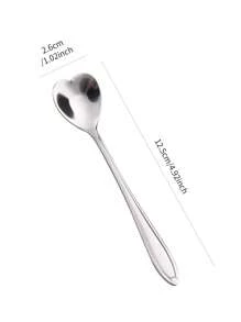 QBSSS 4pcs Creative Stainless Steel Short Handle Heart Shaped Coffee Spoon, Mug Mixing Spoon Christmas Gift - Silver - View 5
