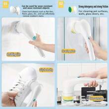 A Set Of Rechargeable Electric Cleaning Brushes With 5 Brush Heads - A Multifunctional Handheld Brush With USB Charging, Suitable For Household Cleaning Tools In Bathrooms, Kitchens, Bedrooms, Living Rooms, And Toilets