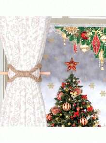 1 件北欧实木棒粗绳窗帘架，简易窗户固定窗帘绑绳卧室，客厅装饰窗帘绑带，窗帘扣，窗帘绑带窗帘固定手工窗帘绑带带木棍绳绑带窗帘适用于客厅厨房家居装饰客厅厨房装饰窗帘卧室