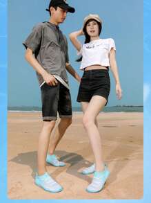 Plus Size Women's Summer Amphibious Outdoor Running, Fitness, Yoga, Beach Swimming, Drift, Water Sports, Hiking Gradient Color Couples Shoes - Blue - View 8