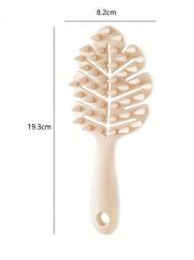 New Leaf Hollow Out Hair Brush, Hair Volumizing, Wet & Dry Use, Scalp Massage, Straight Handle, Portable Design - Multicolor - View 7