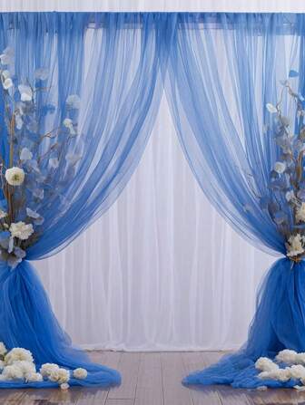 1/2 pezzi Tessuto a tulle blu scuro per arco, tenda in organza per sfondo festa, tenda a baldacchino di tulle per arco matrimoniale, decorazione per matrimonio e festa, stoffa per sfondo, decorazione per baby shower e gender reveal, decorazione per festa di compleanno, accessori per decorazione, tessuto per arco matrimoniale, sfondo per cabina fotografica in organza, decorazione per la festa della mamma, tessuto a rete per palcoscenico, bomboniere matrimonio, (inclusi fermagli)