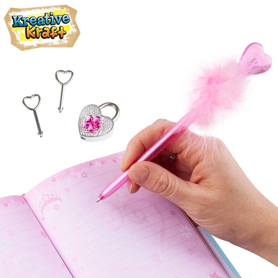 KreativeKraft Secret Diary With Lock Journal And Fluffy Pen Set Gift - Multicolor - View 1