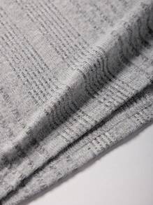 Mature Casual Elegant Ribbed Fashionable Charming Fitted Soft-Touch Short Sleeve T-Shirt - Light Grey - View 5