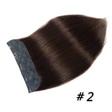 100% 真人发夹式接发一体式发夹长直发夹式假发半头柔软丝滑 #2 深棕色 - S2 - 查看 3