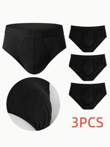 3 pezzi, Slip uomo in puro cotone, neri, semplici, per sport