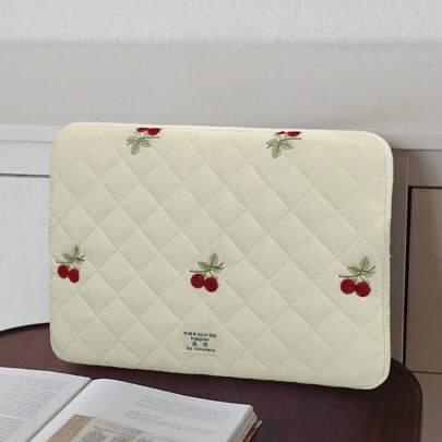 VALUEWIN Cute Cherry Laptop Sleeve Tablet Bag Fit In 9.7-11 13-14 15-16inch Laptop Carrying Case Bag IPad Cute Puffer Laptop Case Tablet Case Laptop Bags For Women Girls/Student Notebook Protective Cover Pouch Bags