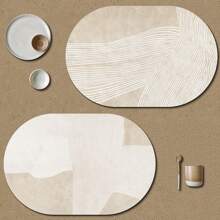 Mantel de estilo wabi-sabi de PU resistente al agua y al aceite, individual de mesa de comedor reutilizable antideslizante, posavasos resistente al calor, de lujo