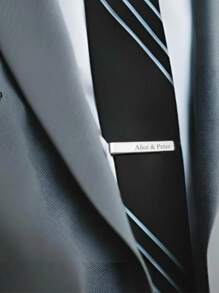 Clip de corbata grabado personalizado mate, gemelos de acero inoxidable con monograma, joyería de boda para el novio, accesorios de moda para hombres