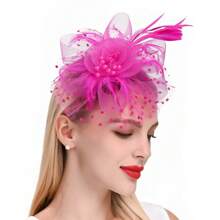 1pc Women's Garden Party Fascinator Hat, Kentucky Derby Wedding Cocktail Net Feather, Vintage Costume Headband For Party/Event,Hairband,Hair Hoop,Hair Accessories Headbands - Multicolor - View 3