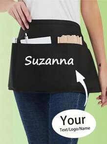 1pc Customized Polyester Apron Unisex, With 3 Pockets, Short Waist-Length Waitstaff Uniform, Suitable For Kitchen Supplies, Hotel Restaurant Server Waist Apron, Cooking Baking Apron, Chef Apron, Kitchen, Bathroom, Home, Household Items, Harmony - Multicolor - View 4